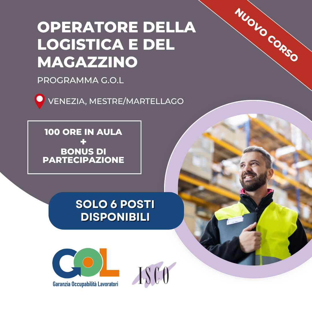 Corso gratuito per disoccupati del programma gol per operatore della logistica e del magazzino
