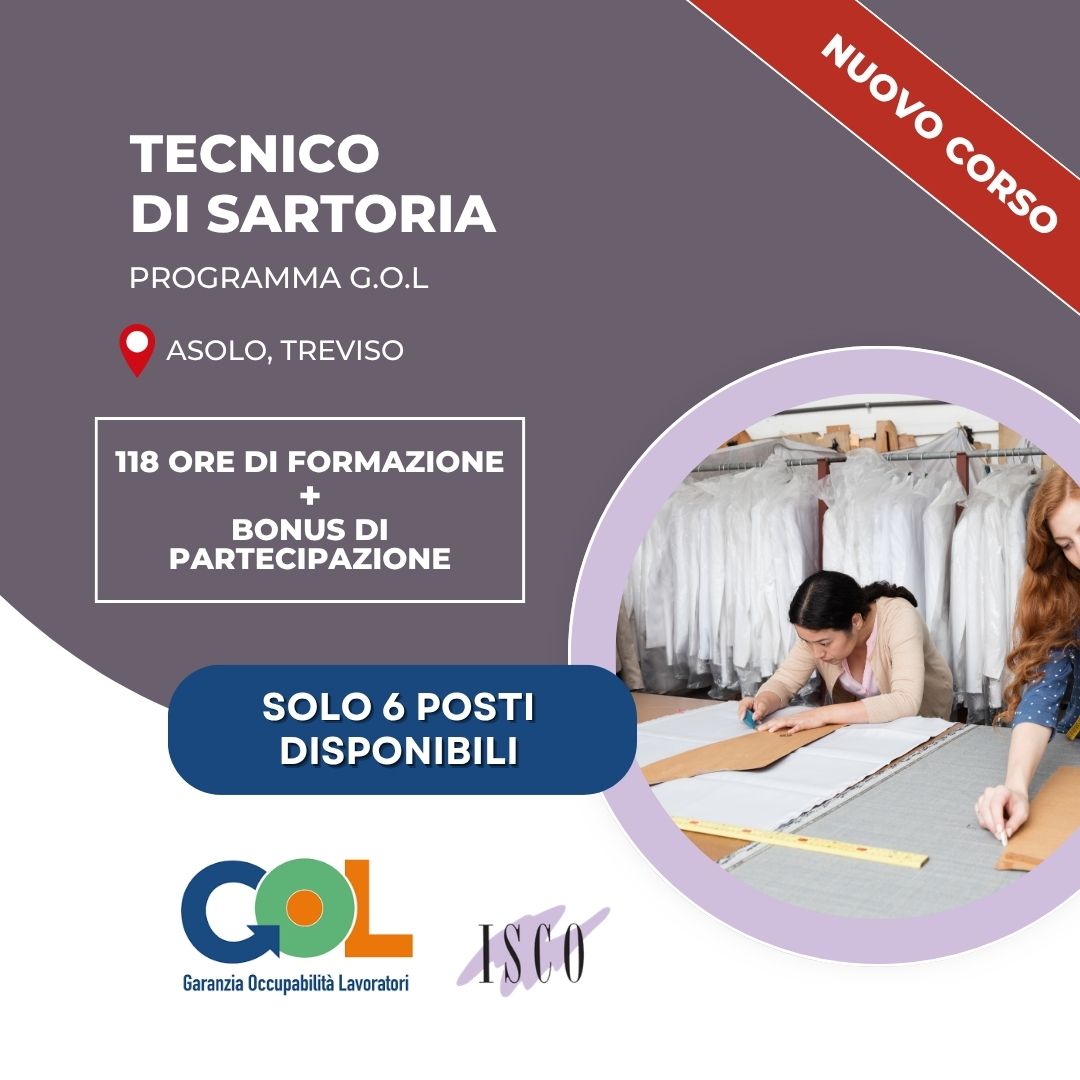 Corso programam GOL per Tecnico di Sartoria ad Asolo, Treviso
