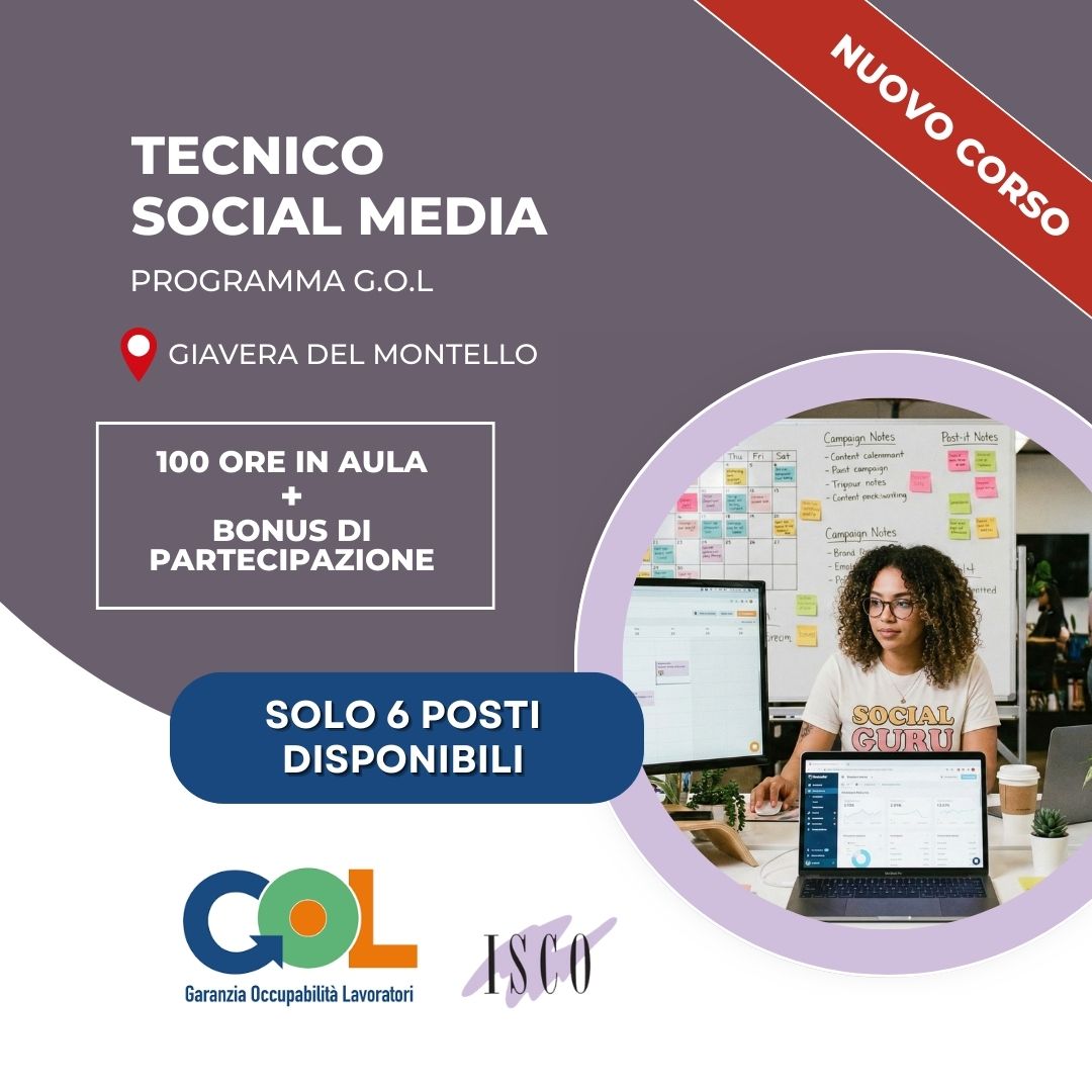 Corso Tecnico Social Media a Giavera del Montello